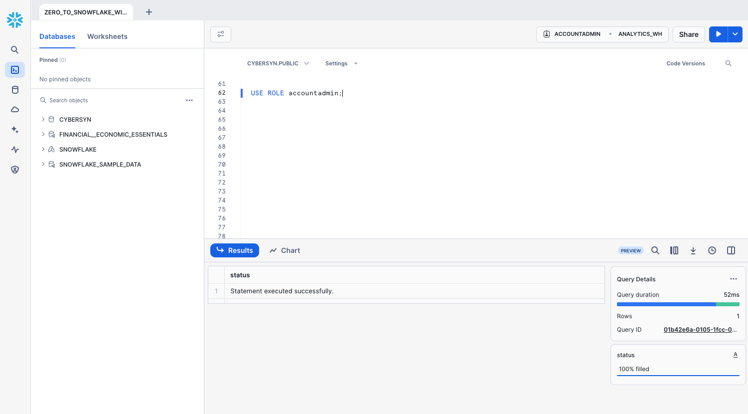 ACCOUNTADMIN context