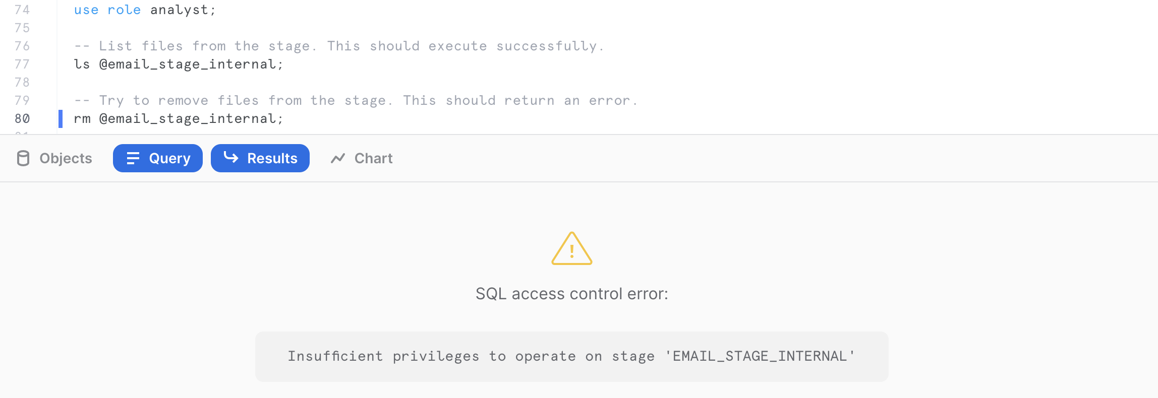 Remove Internal Stage Analyst