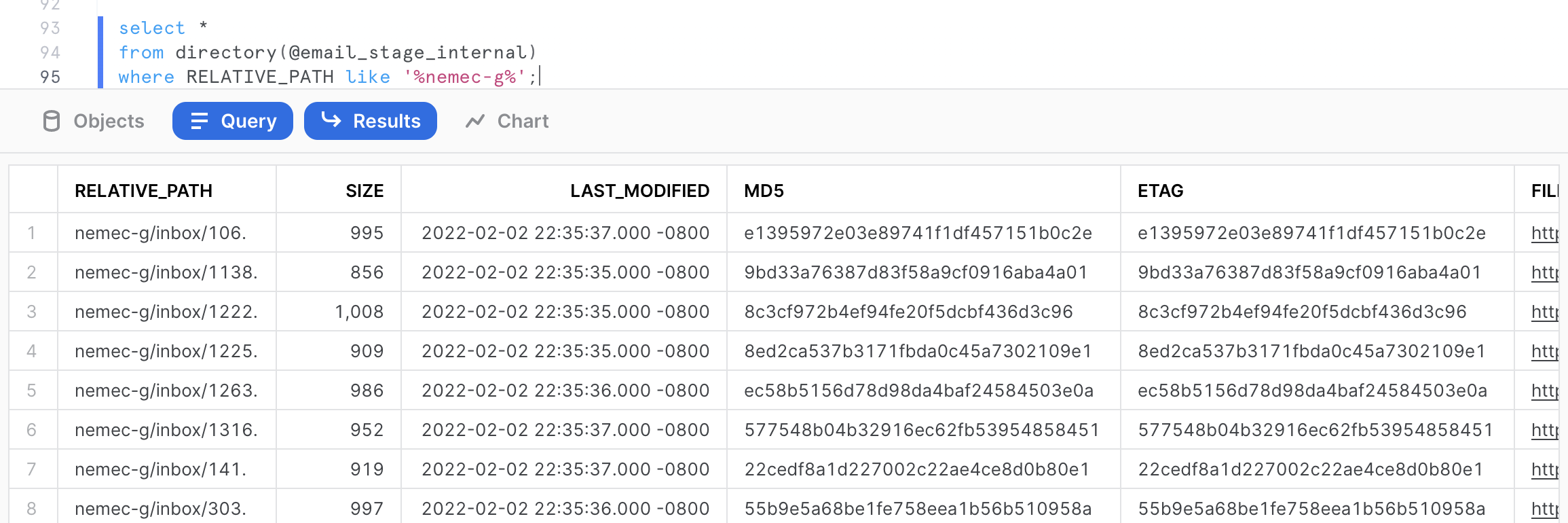 Directory Table filtered path