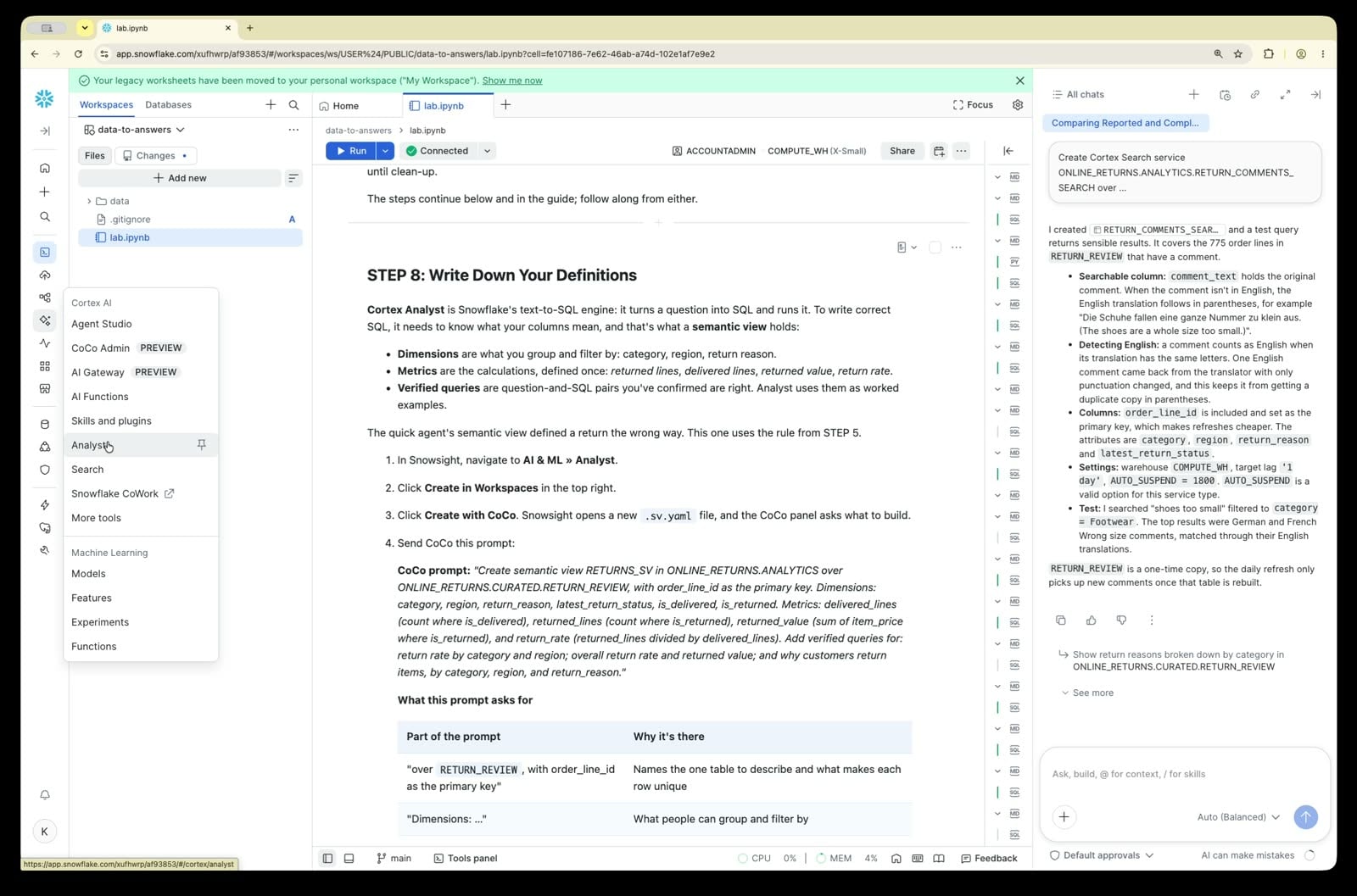 AI & ML Analyst page