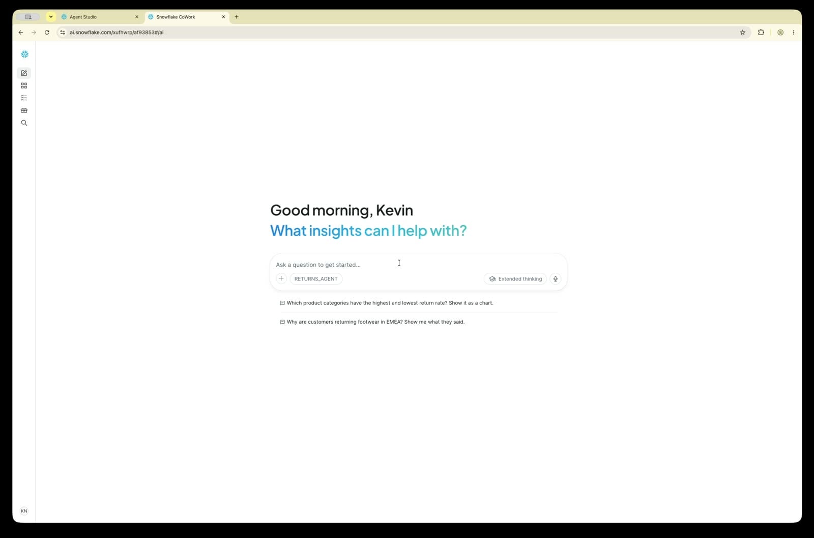 Selecting RETURNS_AGENT in CoWork