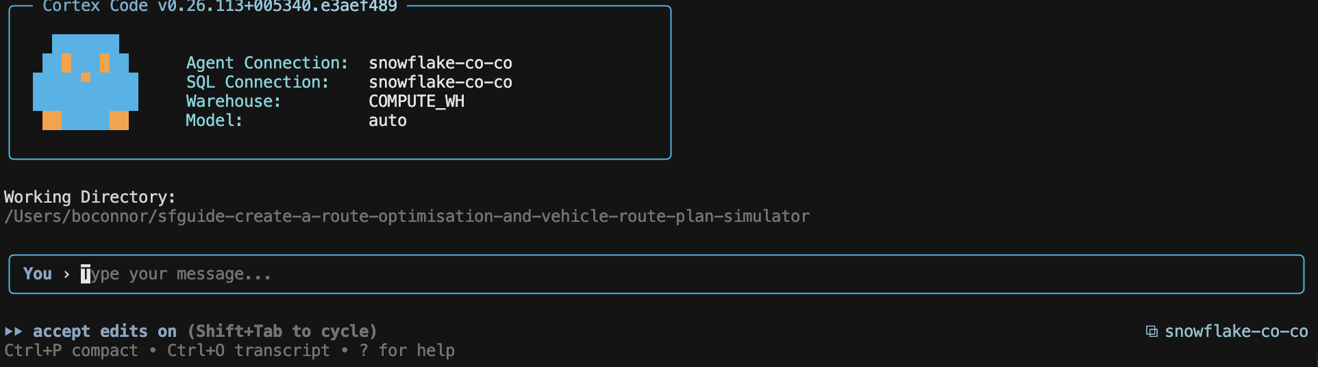 Cortex Code Logged In