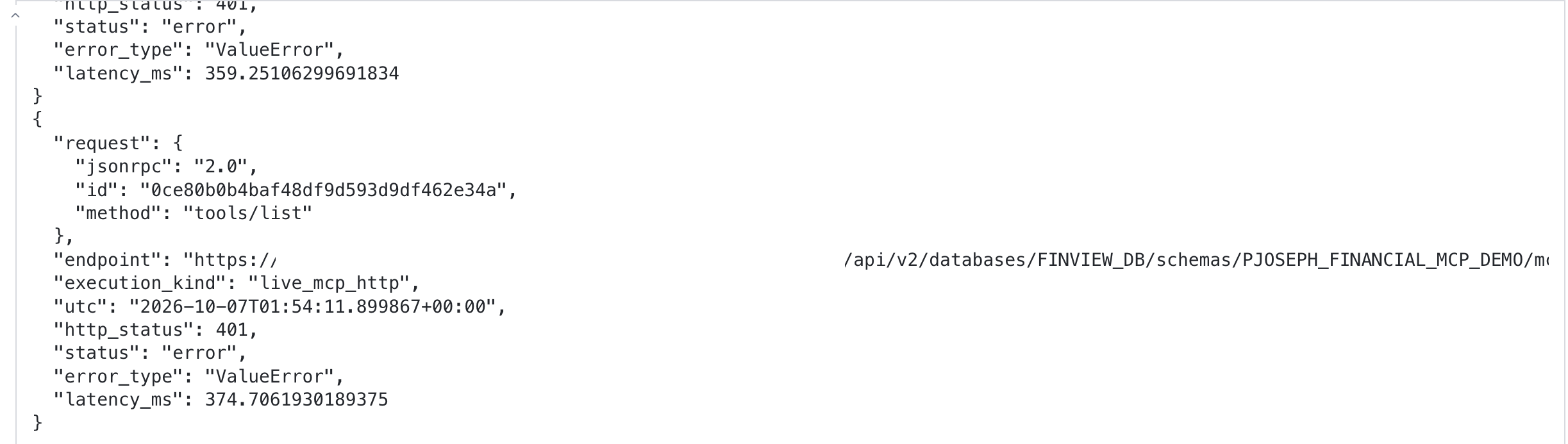 MCP evidence export