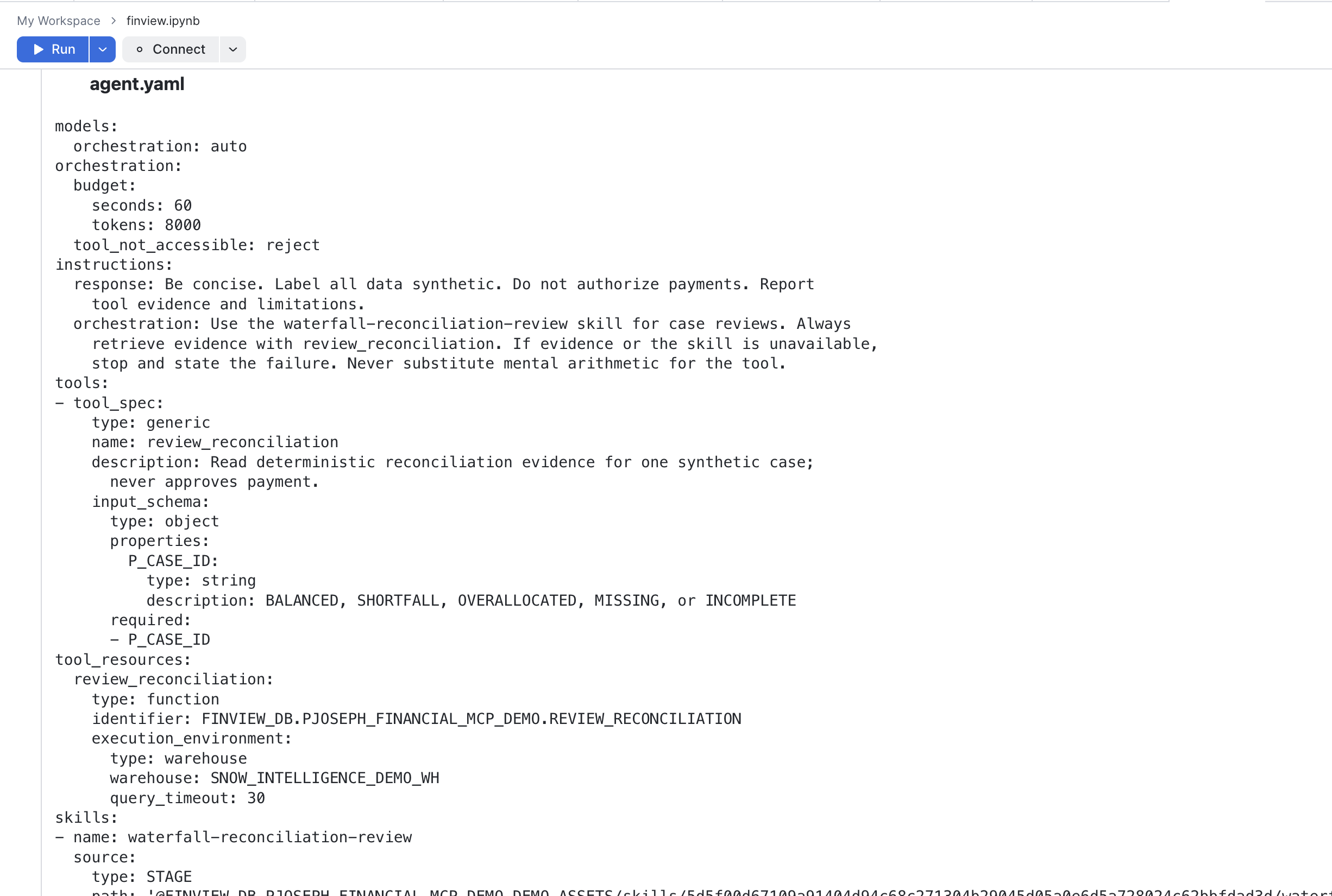 Review agent reconciliation output