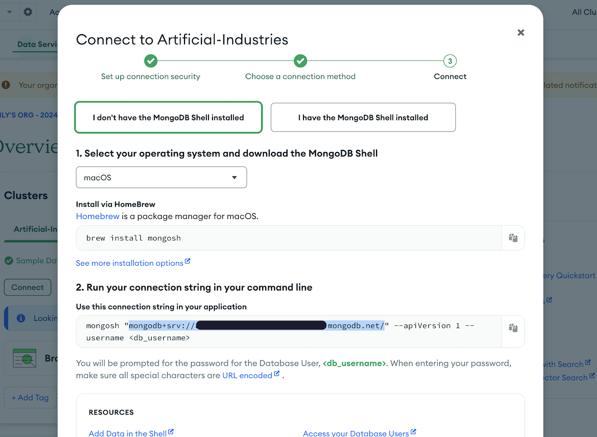 MongoDB connection string