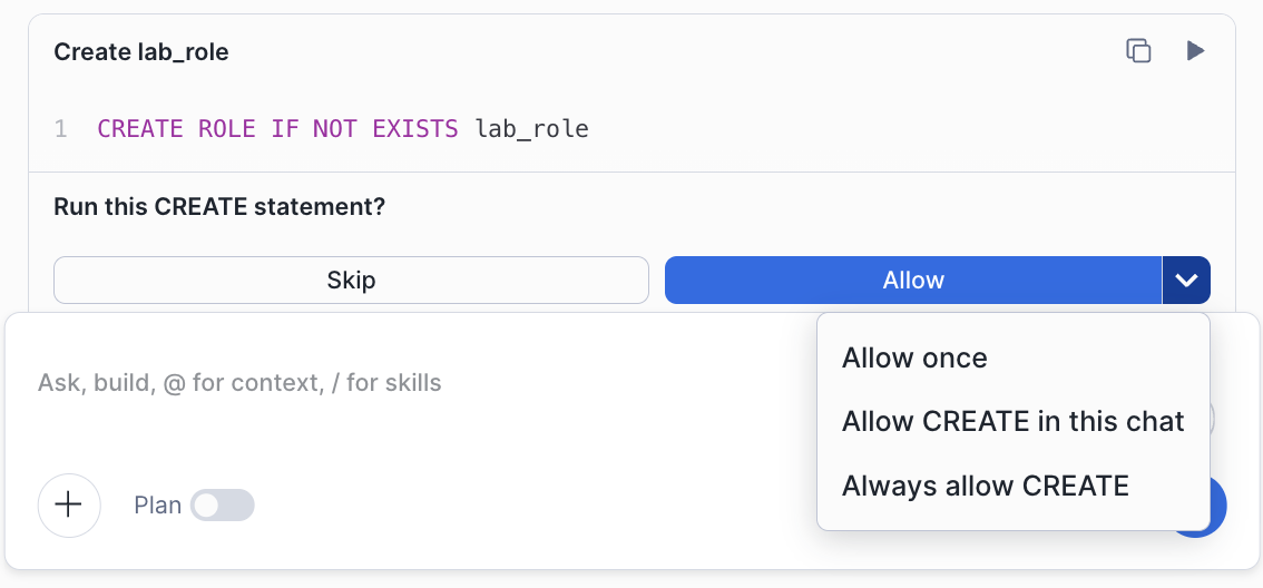 Snowflake CoCo permission prompt