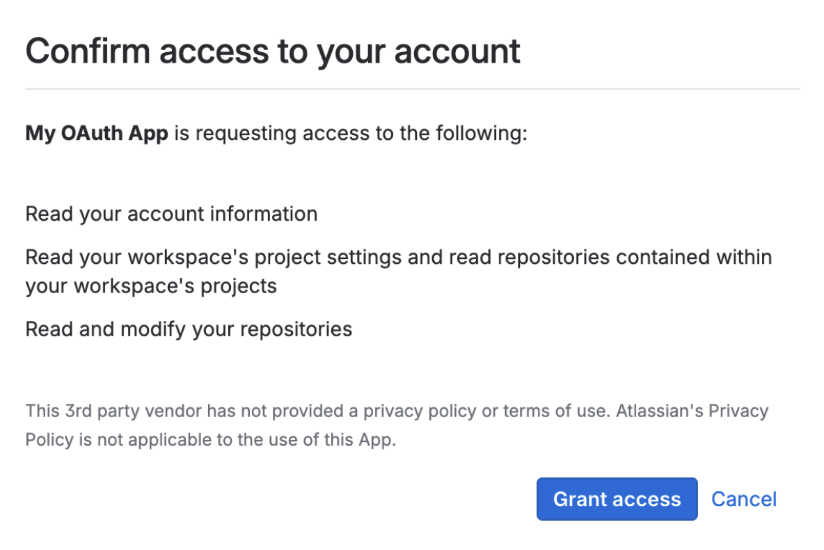 Bitbucket authorize Snowflake