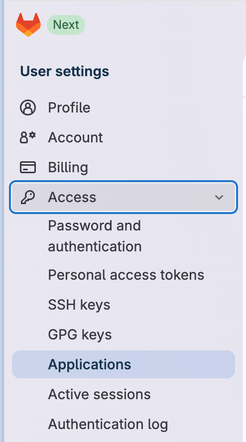 GitLab Applications section