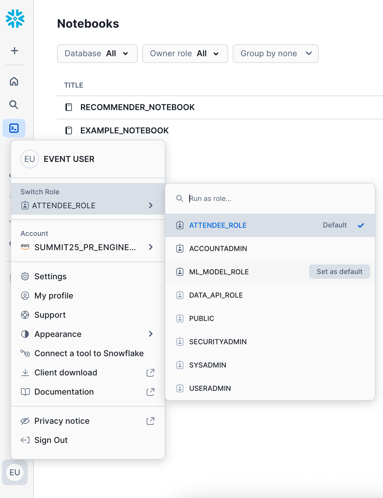 Load Notebook - Change Role