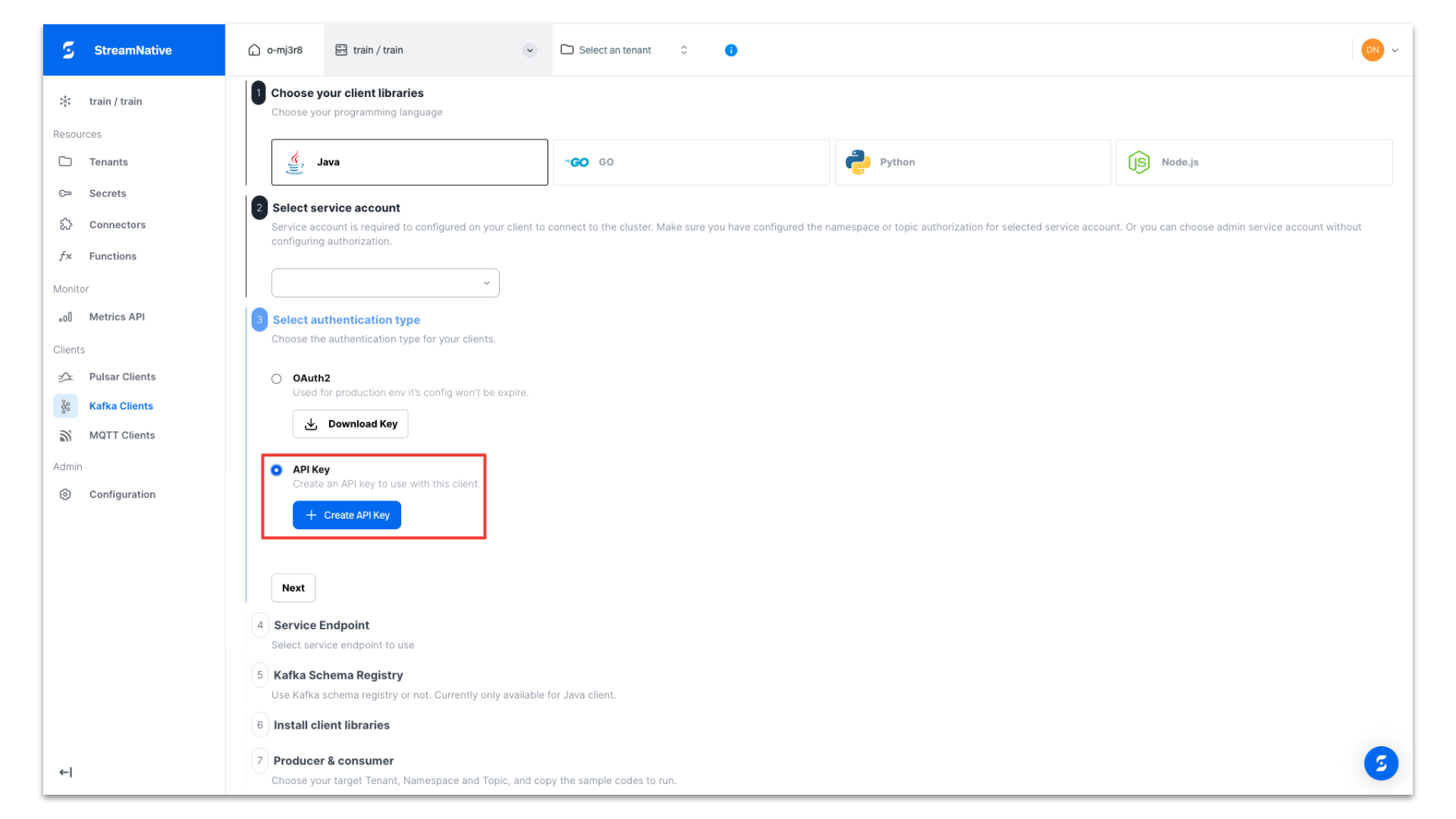 Select Authentication Type