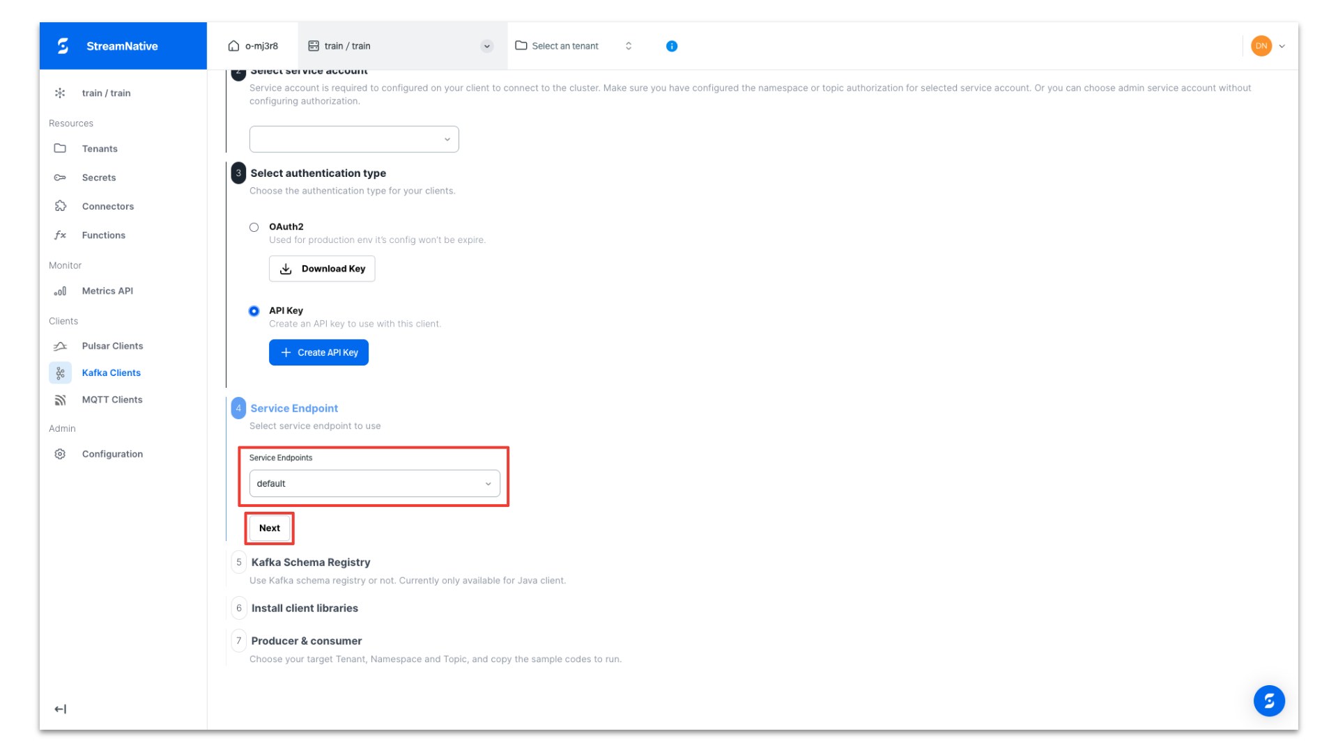 Select default Endpoint