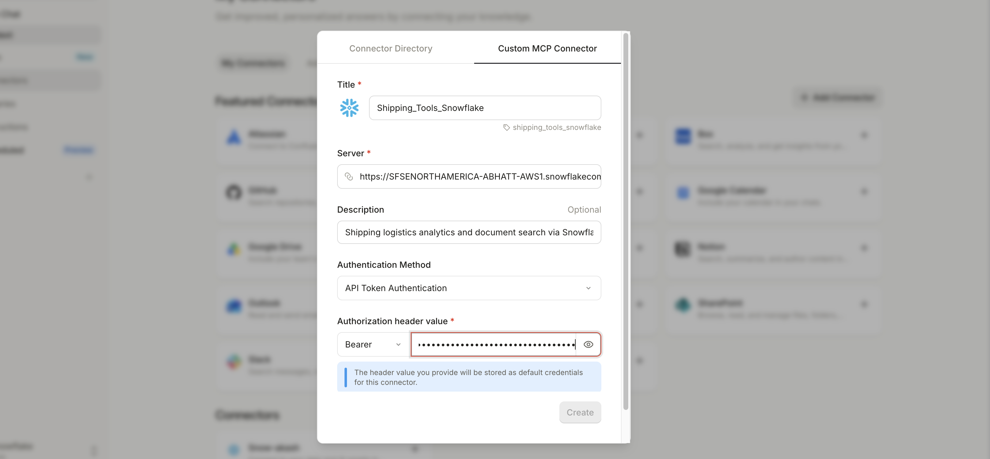 Connector configuration form