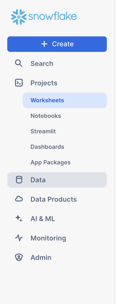 Data section of the sidebar