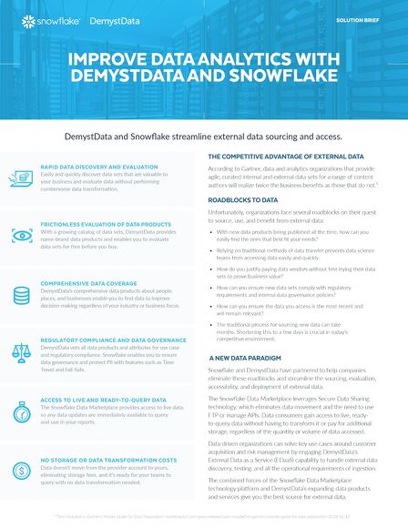 Improve Data Analytics with DemystData and Snowflake