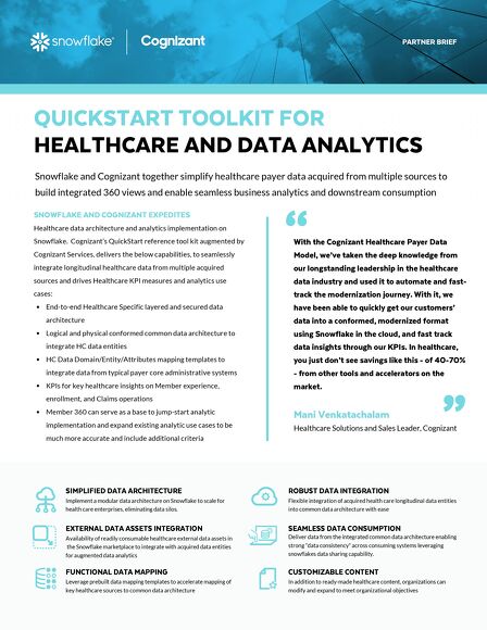 Snowflake & Cognizant - Quickstart Toolkit for Healthcare and Data ...