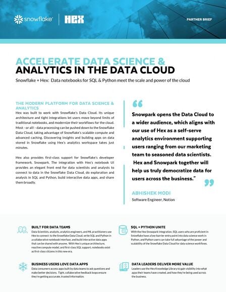 Accelerate Data Science & Analytics in the Data Cloud