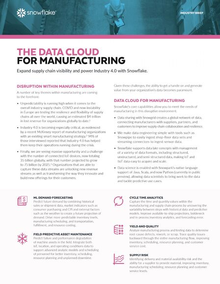 The Data Cloud for Manufacturing